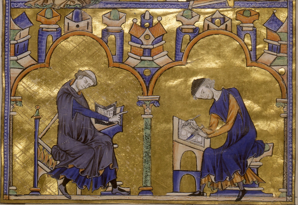 hot_stamp__blanche_of_castile_and_king_louis_ix_of_france_author_dictating_to_a_scribe